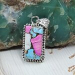 Cotton Candy Turquoise 1.25" 925 Sterling Silver Pendant (RS8-600)