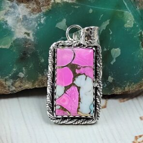 Cotton Candy Turquoise 1.25" 925 Sterling Silver Pendant (RS8-592)