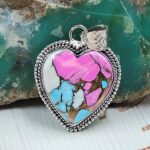 Cotton Candy Turquoise 1.25" 925 Sterling Silver Pendant (RS8-589)