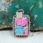 Cotton Candy Turquoise 1" 925 Sterling Silver Pendant (RS8-609)