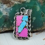 Cotton Candy Turquoise 1.25" 925 Sterling Silver Pendant (RS8-601)