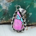 Cotton Candy Turquoise 1.25" 925 Sterling Silver Pendant (RS8-617)