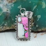 Cotton Candy Turquoise 1" 925 Sterling Silver Pendant (RS8-604)