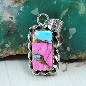 Cotton Candy Turquoise 1" 925 Sterling Silver Pendant (RS8-605)