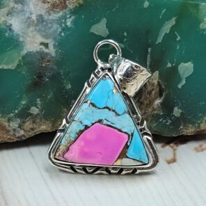 Cotton Candy Turquoise 1" 925 Sterling Silver Pendant (RS8-612)