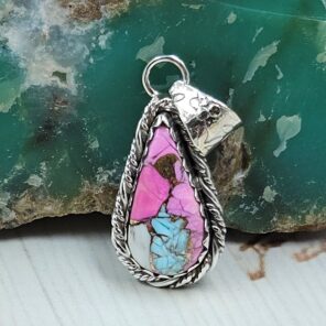 Cotton Candy Turquoise 1" 925 Sterling Silver Pendant (RS8-618)
