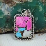 Cotton Candy Turquoise 1.25" 925 Sterling Silver Pendant (RS8-593)
