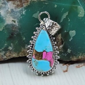 Cotton Candy Turquoise 1" 925 Sterling Silver Pendant (RS8-619)