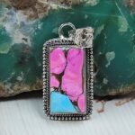 Cotton Candy Turquoise 1.25" 925 Sterling Silver Pendant (RS8-602)