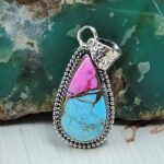 Cotton Candy Turquoise 1.25" 925 Sterling Silver Pendant (RS8-620)