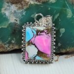 Cotton Candy Turquoise 1.25" 925 Sterling Silver Pendant (RS8-606)
