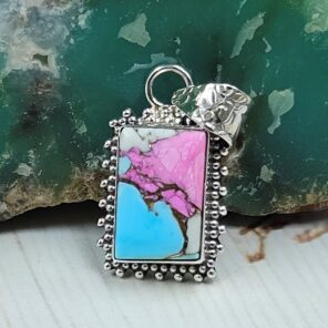 Cotton Candy Turquoise 1" 925 Sterling Silver Pendant (RS8-608)