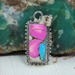 Cotton Candy Turquoise 1.25" 925 Sterling Silver Pendant (RS8-603)