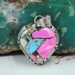 Cotton Candy Turquoise 1" 925 Sterling Silver Pendant (RS8-588)