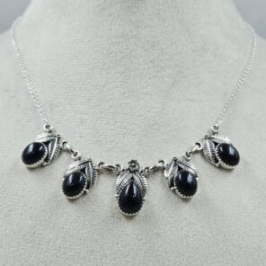 Black Onyx 925 Sterling Silver Southwest Necklace (RS32-168)