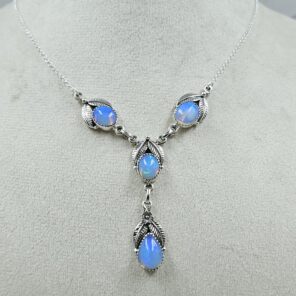 Ethiopian Opal 925 Sterling Silver Southwest Necklace (RS32-186)
