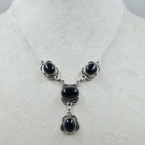 Black Onyx 925 Sterling Silver Southwest Necklace (RS32-173)