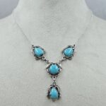 Kingman Turquoise 925 Sterling Silver Southwest Necklace (RS32-188)