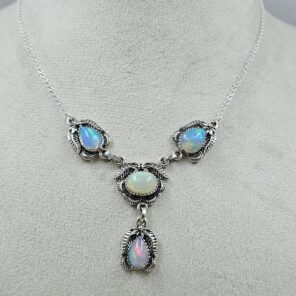 Ethiopian Opal 925 Sterling Silver Southwest Necklace (RS32-187)