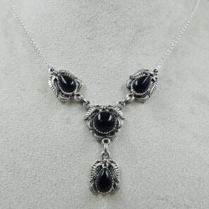 Black Onyx 925 Sterling Silver Southwest Necklace (RS32-189)
