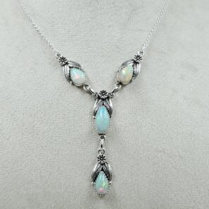 Ethiopian Opal 925 Sterling Silver Southwest Necklace (RS32-176)