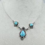 Kingman Turquoise 925 Sterling Silver Southwest Necklace (RS32-182)