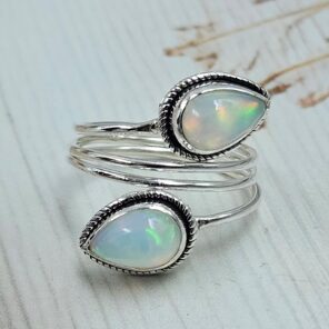 Opal 925 Sterling Silver ADJ Bypass Ring (REXT71-124)