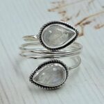 Rainbow Moonstone 925 Sterling Silver ADJ Bypass Ring (REXT71-125)