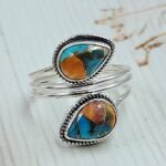 Spiny Oyster Turquoise 925 Sterling Silver ADJ Bypass Ring (REXT71-126)