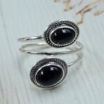 Black Onyx 925 Sterling Silver ADJ Bypass Ring (REXT71-129)