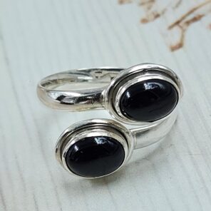 Black Onyx 925 Sterling Silver ADJ Bypass Ring (REXT47-248)