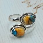 Spiny Oyster Turquoise 925 Sterling Silver ADJ Bypass Ring (REXT47-249)