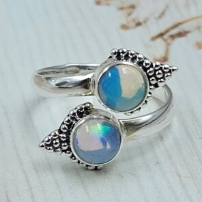 Opal 925 Sterling Silver ADJ Bypass Ring (REXT71-135)