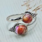 Pink Dahlia Turquoise 925 Sterling Silver ADJ Bypass Ring (REXT71-136)