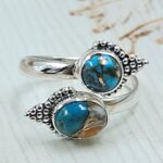 Spiny Oyster Turquoise 925 Sterling Silver ADJ Bypass Ring (REXT71-138)