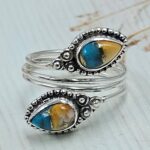 Spiny Oyster Turquoise 925 Sterling Silver ADJ Bypass Ring (REXT71-145)