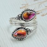 Pink Dahlia Turquoise 925 Sterling Silver ADJ Bypass Ring (REXT71-146)