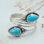 Mohave Turquoise 925 Sterling Silver ADJ Bypass Ring (REXT71-149)