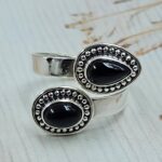 Black Onyx 925 Sterling Silver ADJ Bypass Ring (REXT71-142)