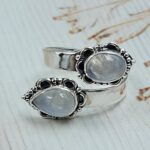 Rainbow Moonstone 925 Sterling Silver ADJ Bypass Ring (REXT47-251)