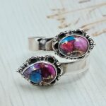 Pink Dahlia Turquoise 925 Sterling Silver ADJ Bypass Ring (REXT47-252)