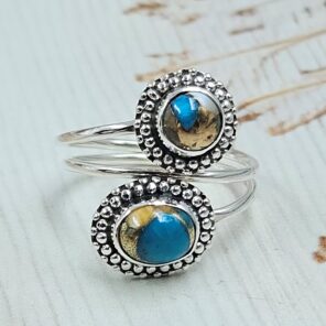 Spiny Oyster Turquoise 925 Sterling Silver ADJ Bypass Ring (REXT47-256)