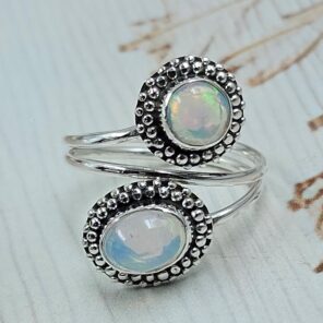 Opal 925 Sterling Silver ADJ Bypass Ring (REXT47-259)