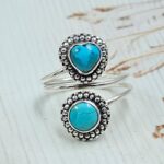 Mohave Turquoise 925 Sterling Silver ADJ Bypass Ring (REXT47-260)