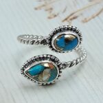 Spiny Oyster Turquoise 925 Sterling Silver ADJ Bypass Ring (REXT47-263)