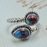Pink Dahlia Turquoise 925 Sterling Silver ADJ Bypass Ring (REXT47-264)