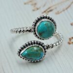 Mohave Turquoise 925 Sterling Silver ADJ Bypass Ring (REXT47-265)