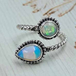 Opal 925 Sterling Silver ADJ Bypass Ring (REXT47-267)