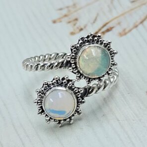 Opal 925 Sterling Silver ADJ Bypass Ring (REXT47-268)