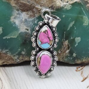 Cotton Candy Turquoise 925 Sterling Silver Pendant (REXT67-160)